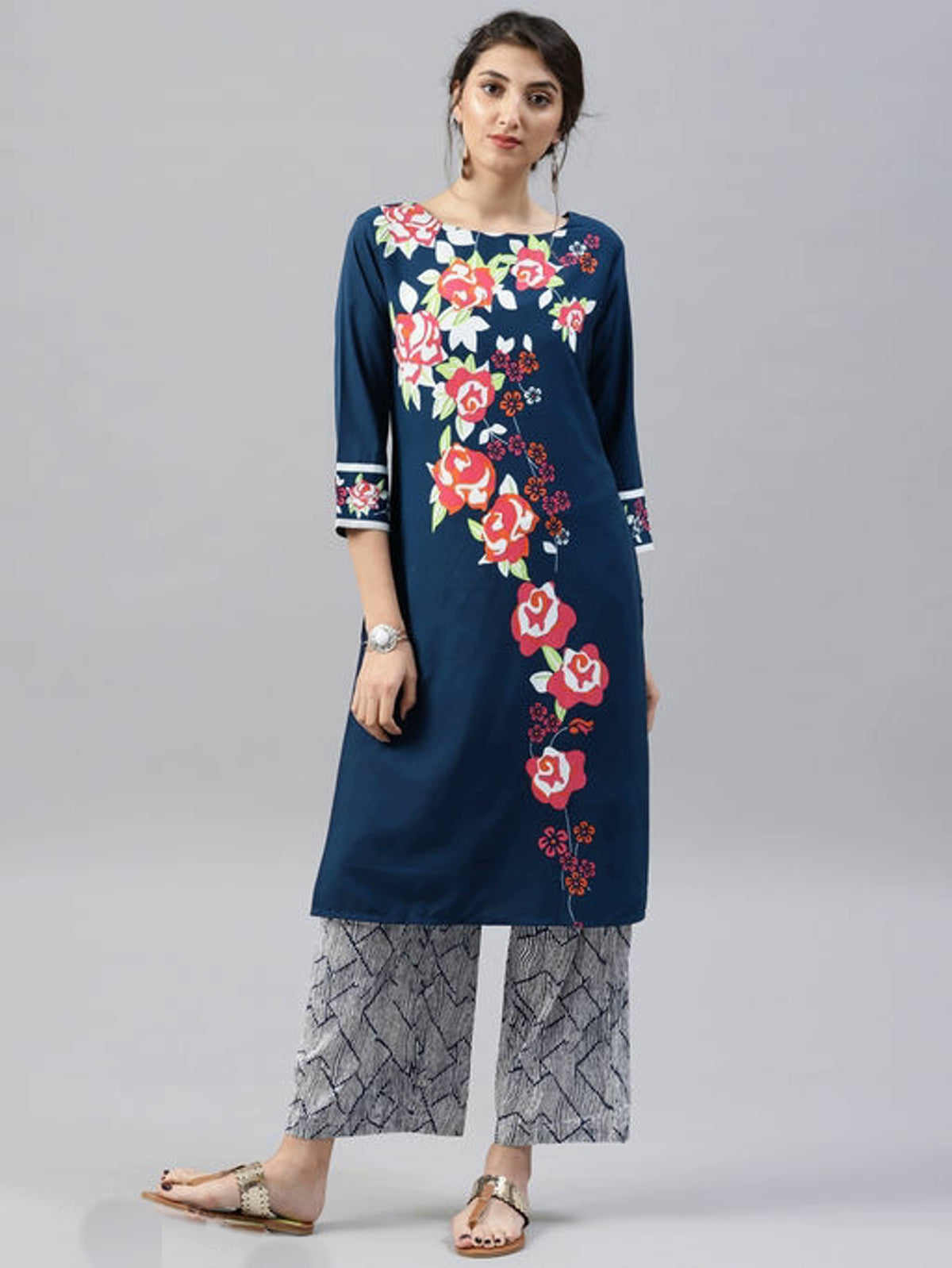 Women's Straight Stylish Crepe Plus Size Kurta