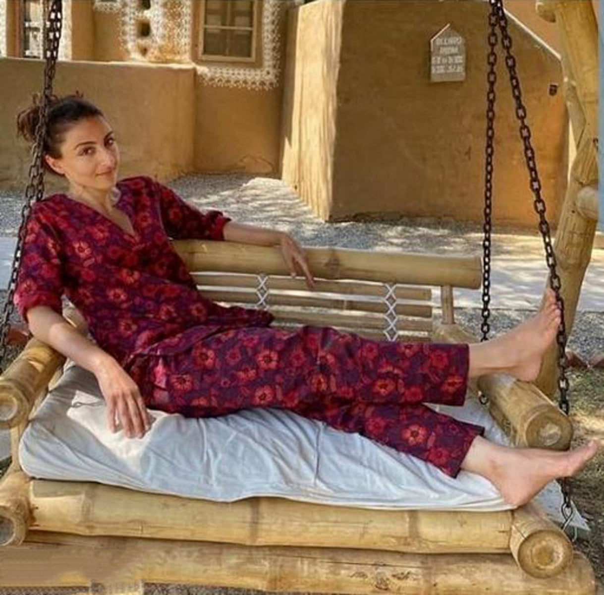 Women Maroon Floral Printed Lounge Wear