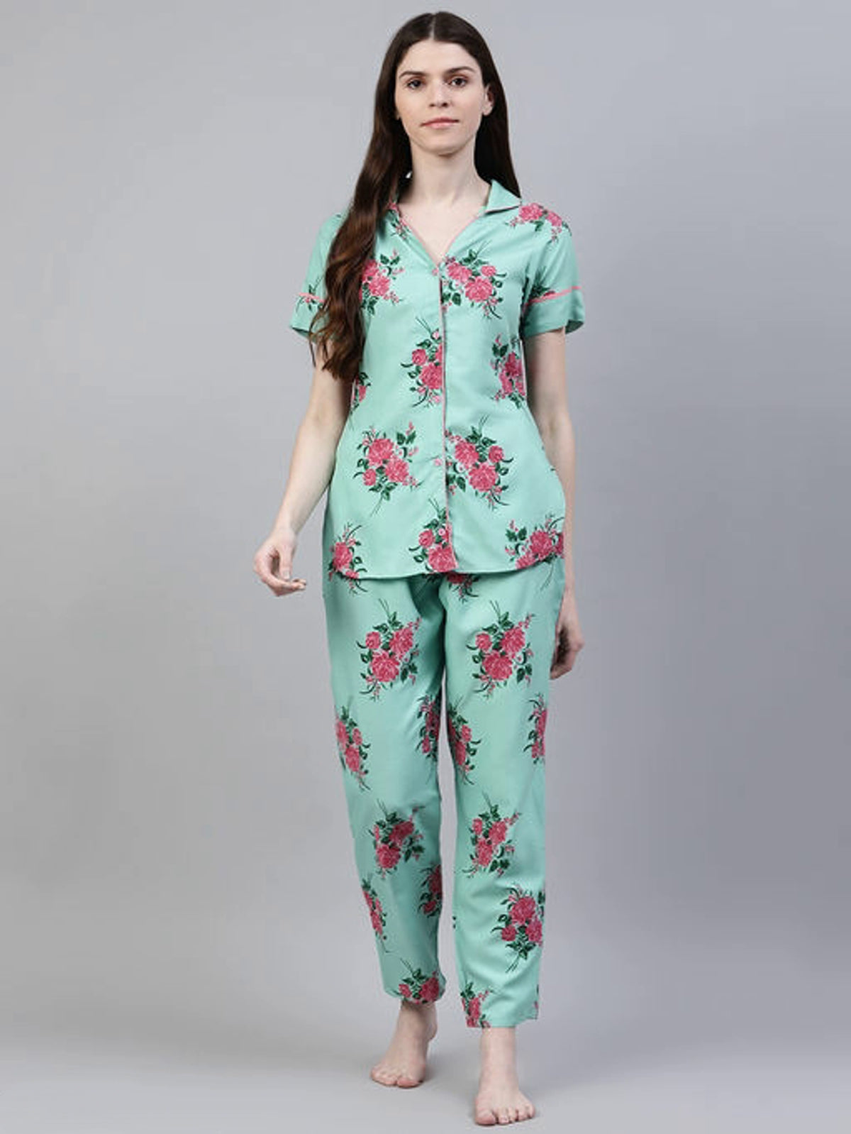 Women's Floral Printed Viscose Rayon Lounge Wear