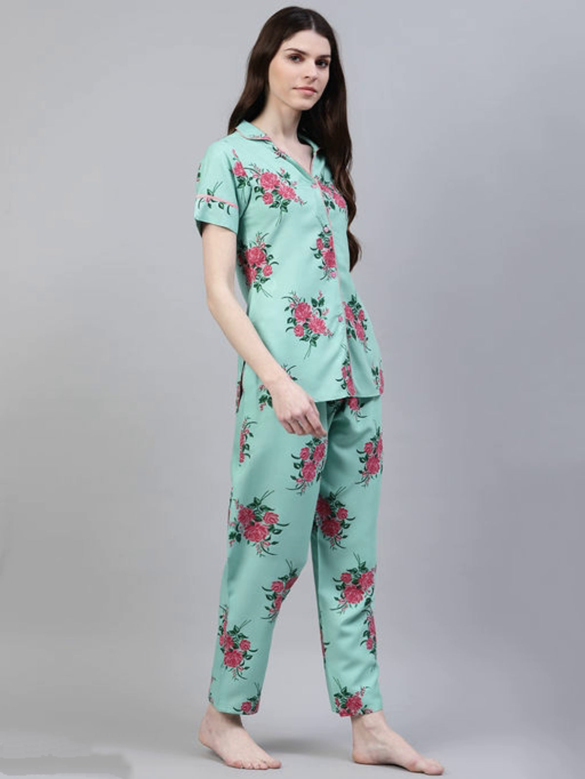 Women's Floral Printed Viscose Rayon Lounge Wear