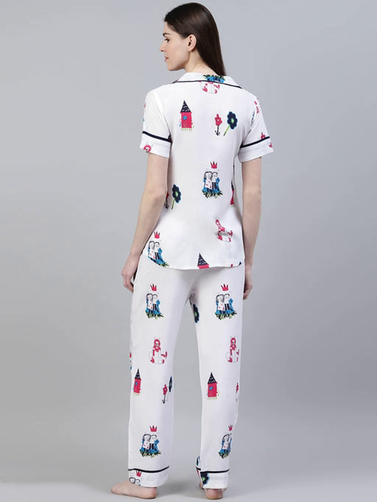 Women's White Animated Lounge Wear