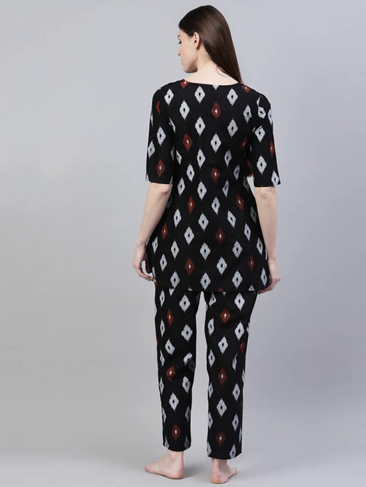 Women's Ikkat Print Cotton Night Suit Set