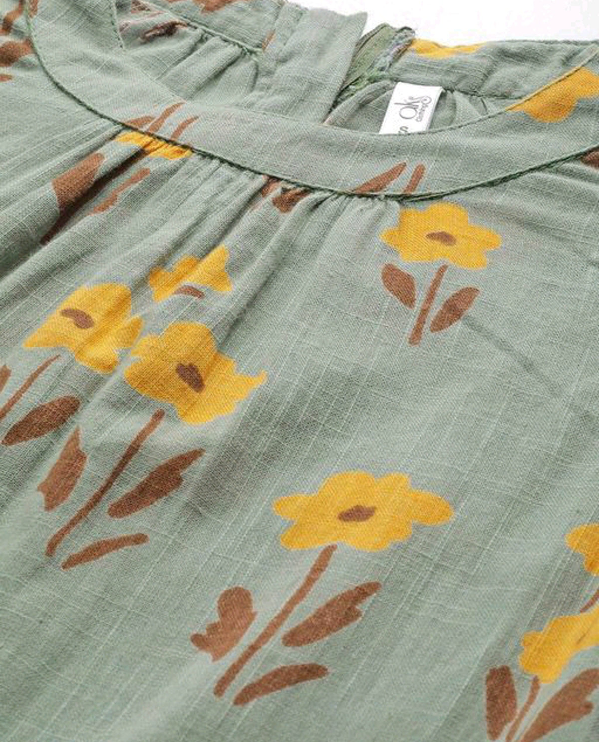 Women Super Sassy Green & Mustard Printed Maxi Dress