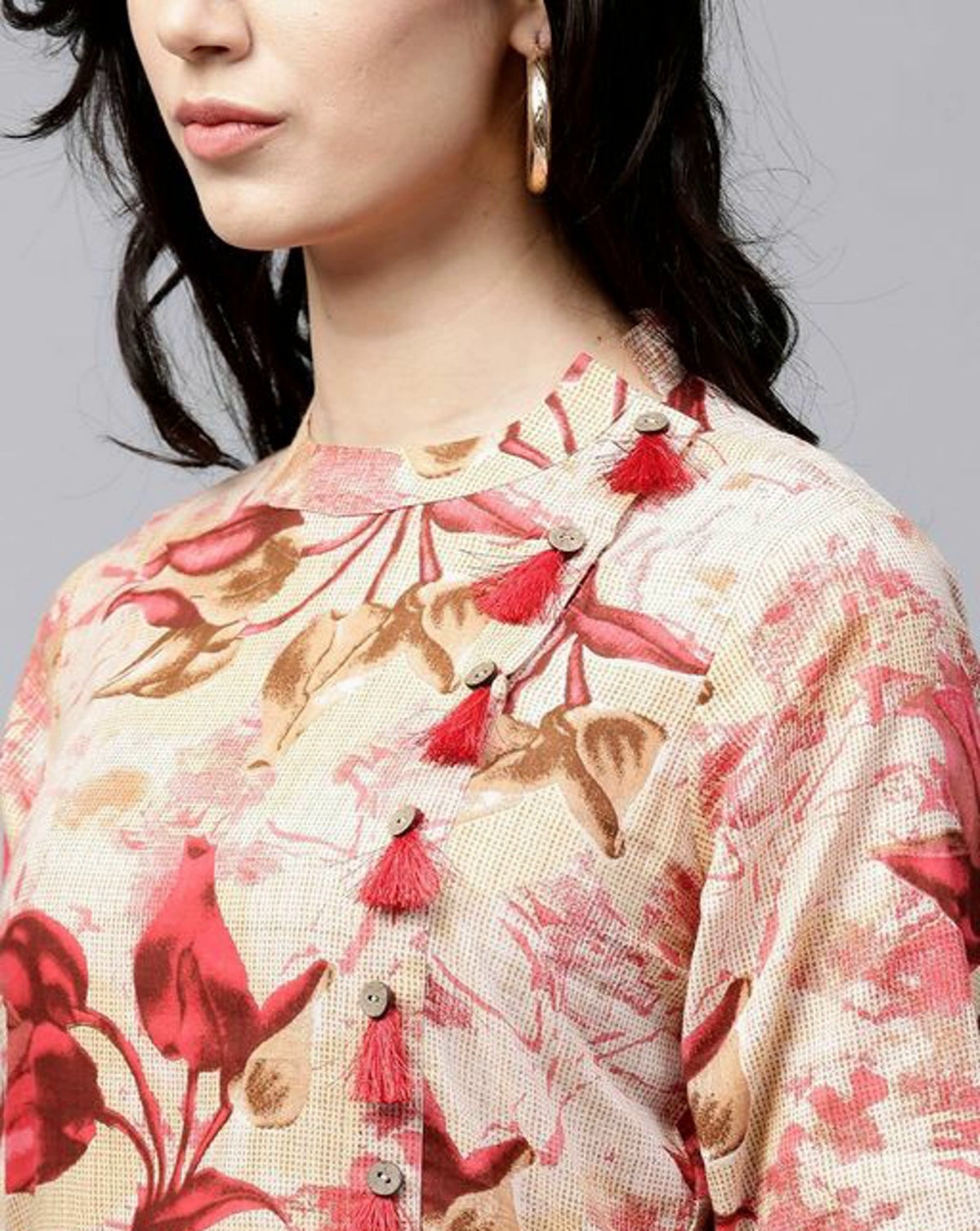 Women's Floral A Line Cotton Kurta