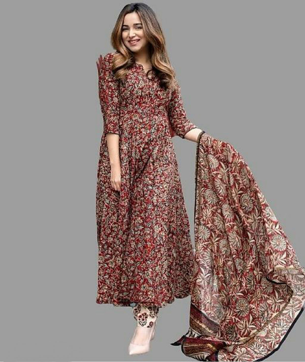 Women's Printed Cotton Anarkali Set
