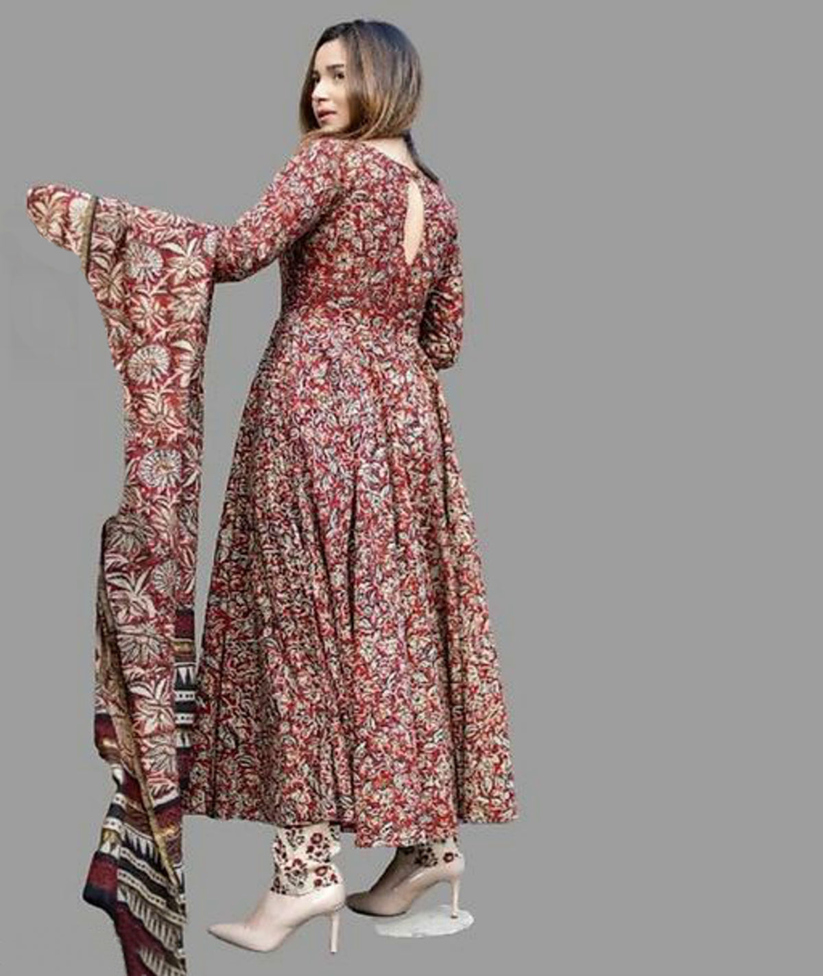Women's Printed Cotton Anarkali Set