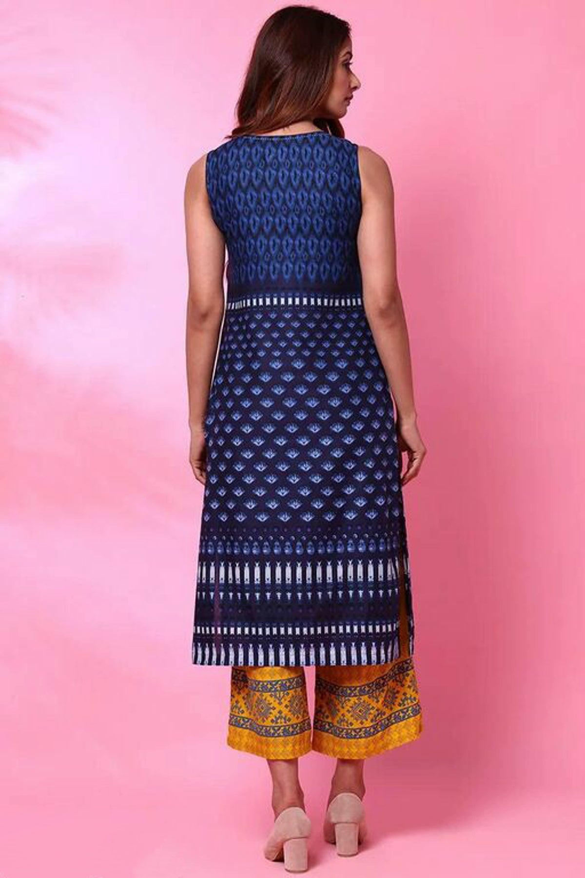 Women's Blue Printed Plus Size Kurta