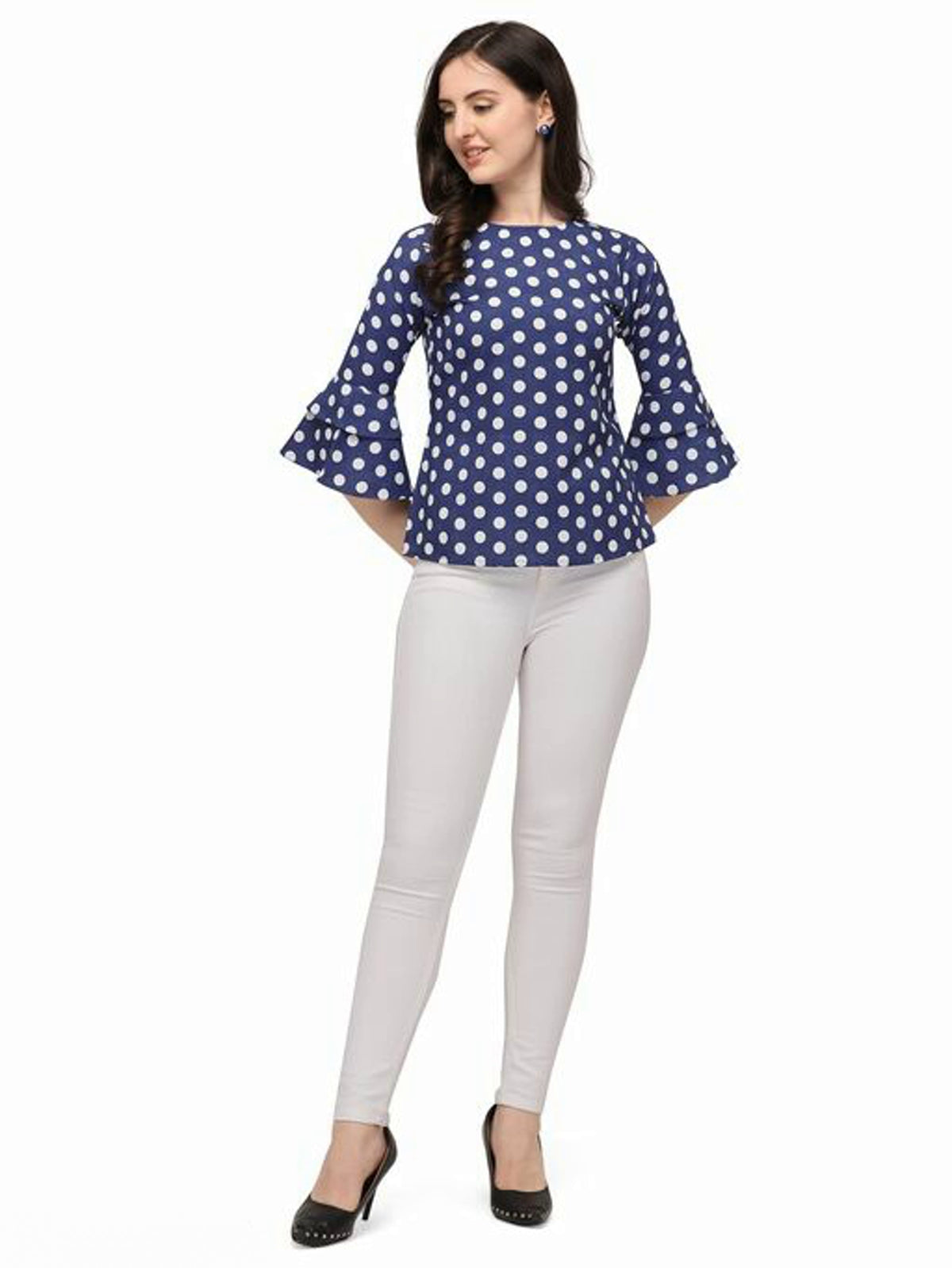 Women's Polka Dots Navy Blue Top