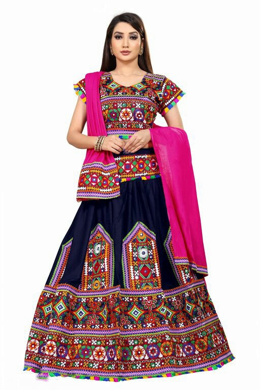 Navratri Navy Blue Gujarati Lehenga choli