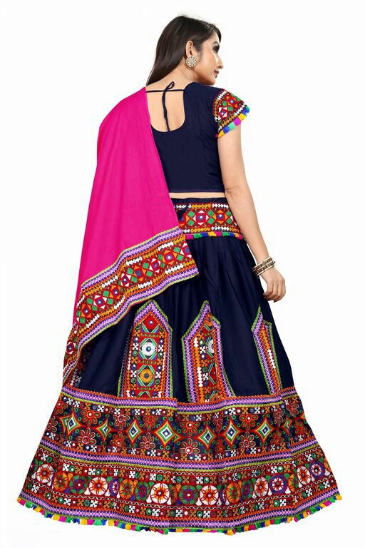 Navratri Navy Blue Gujarati Lehenga choli