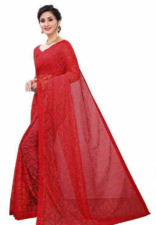 Urban Wardrobe's Super Classy Red Net Saree