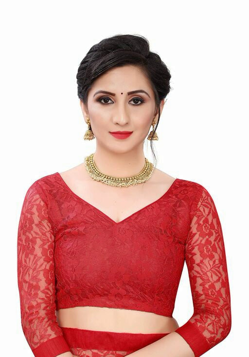 Urban Wardrobe's Super Classy Red Net Saree