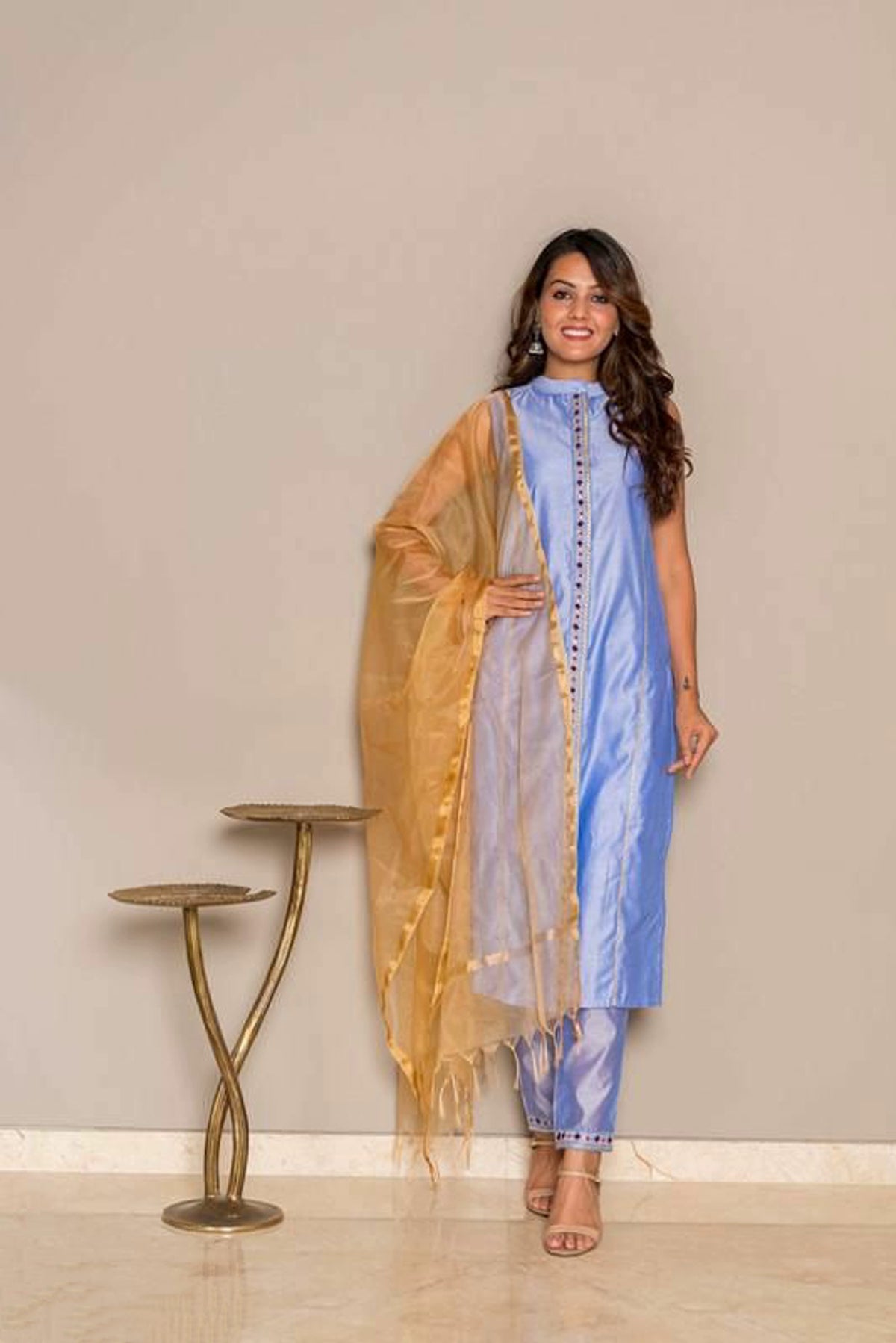 Women's Chanderi Kurta Pant Set