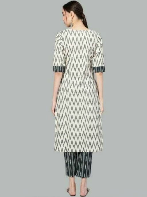 Women's Black and Cream Printed Office Wear