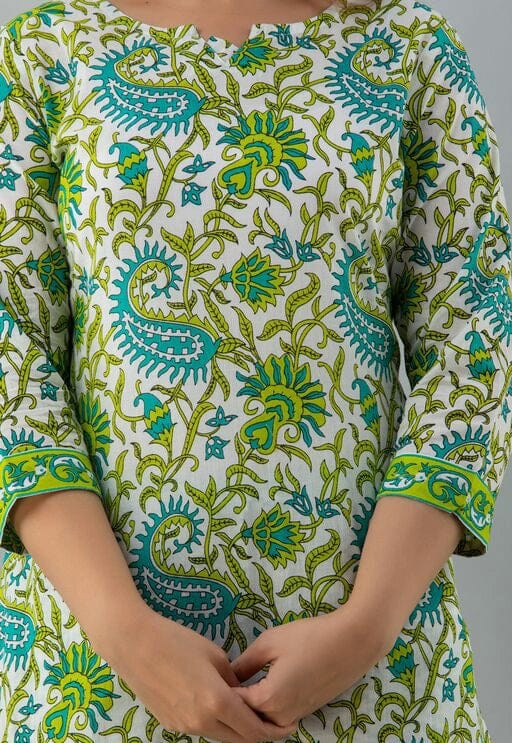 Women Blue and Green Floral Lounge Wear