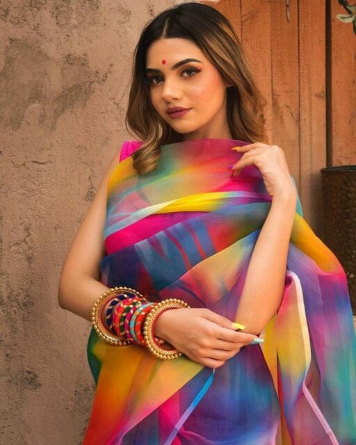 Women's Graceful Multicolor Organza Saree