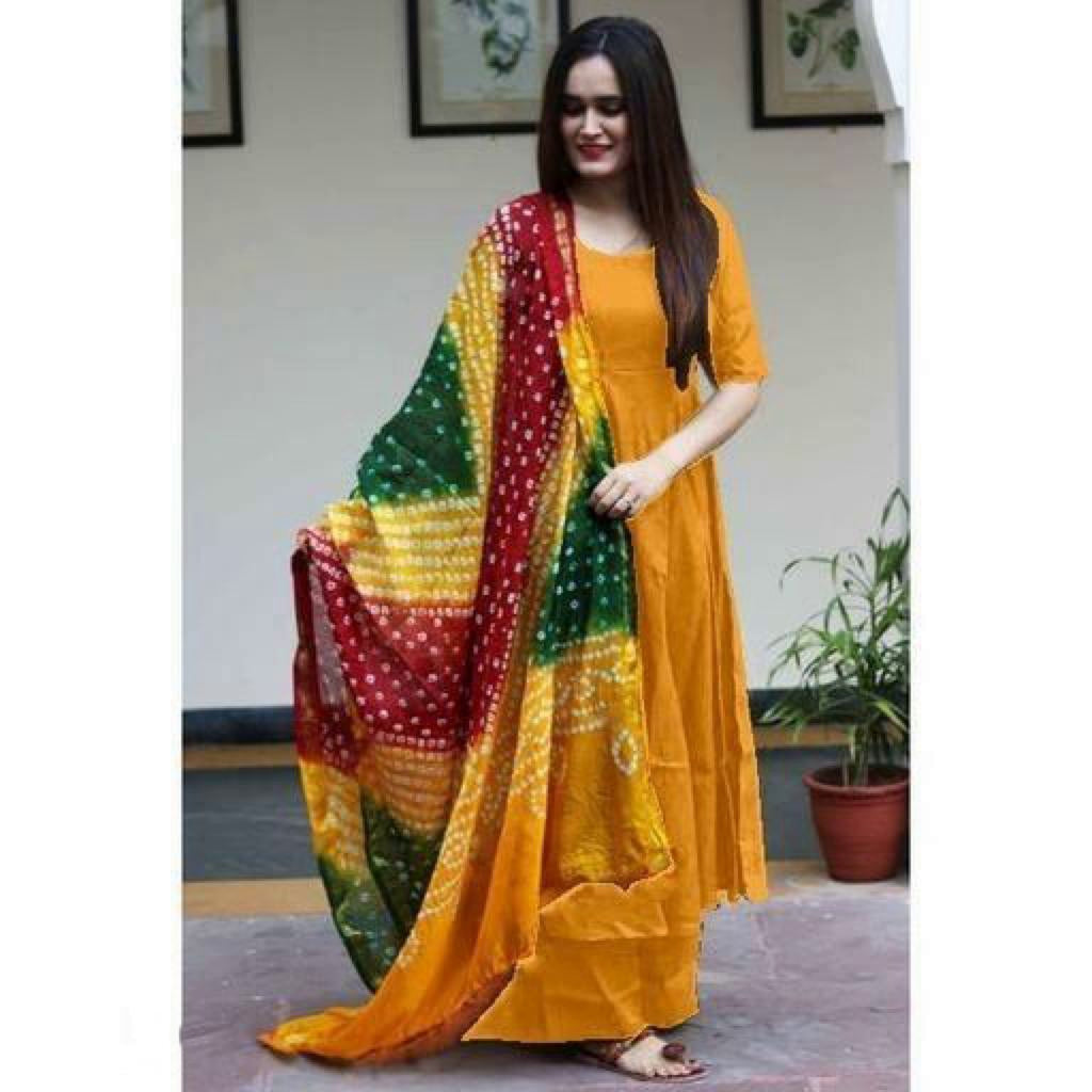 Women's Mustard Anarkali Kurta