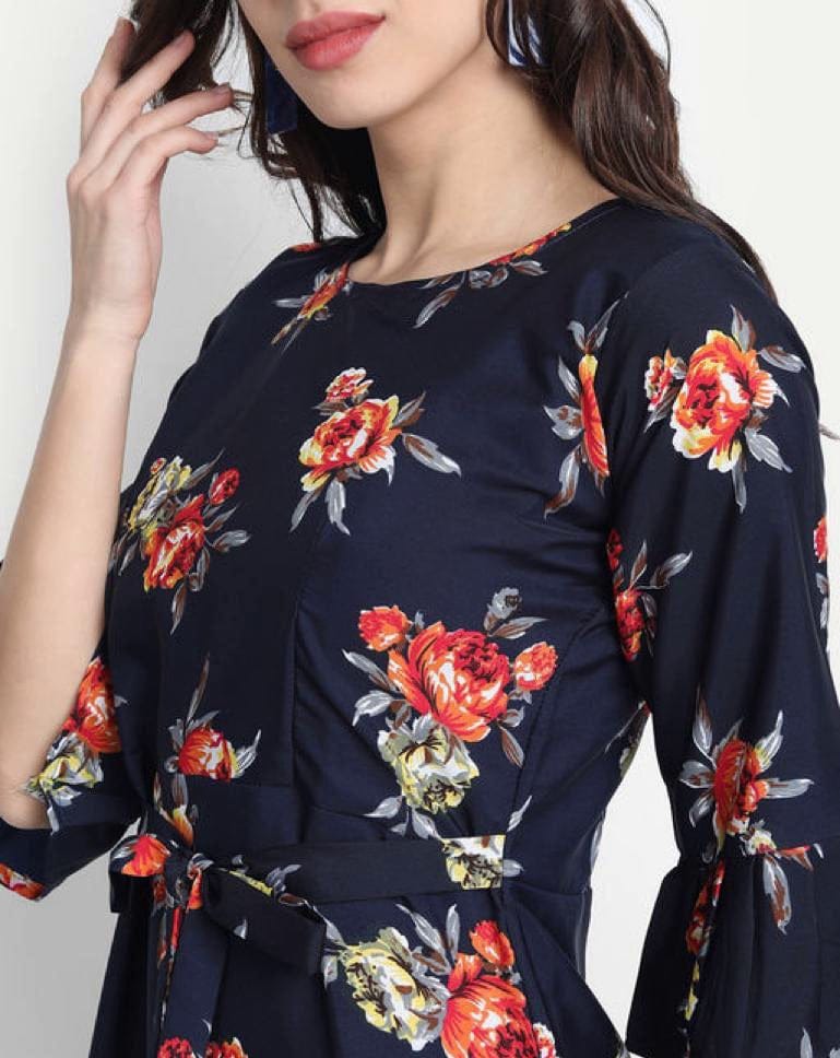 Women's Floral Navy Blue Maxi Dress