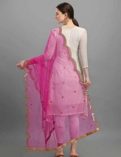 Designer Electric Pink Net Dupatta