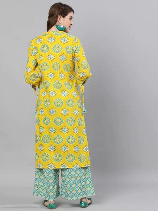 Women's Printed Cotton Kurta Set with Palazzos