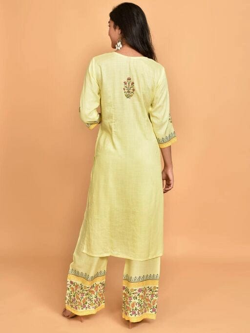 Women's Printed Kurta Set with Palazzos and Dupatta