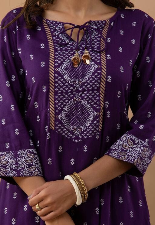 Women's Purple Kurta Set with Dupatta