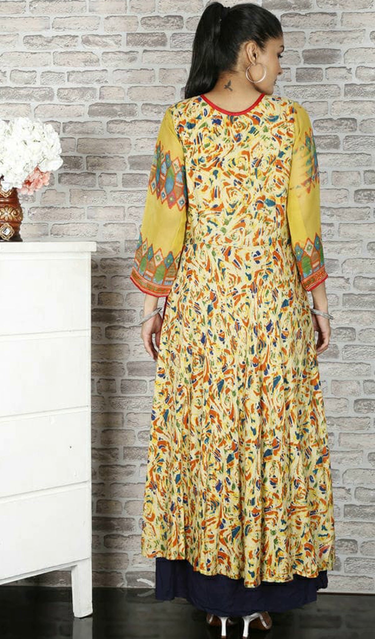 Women Printed Layered A Line Kurta
