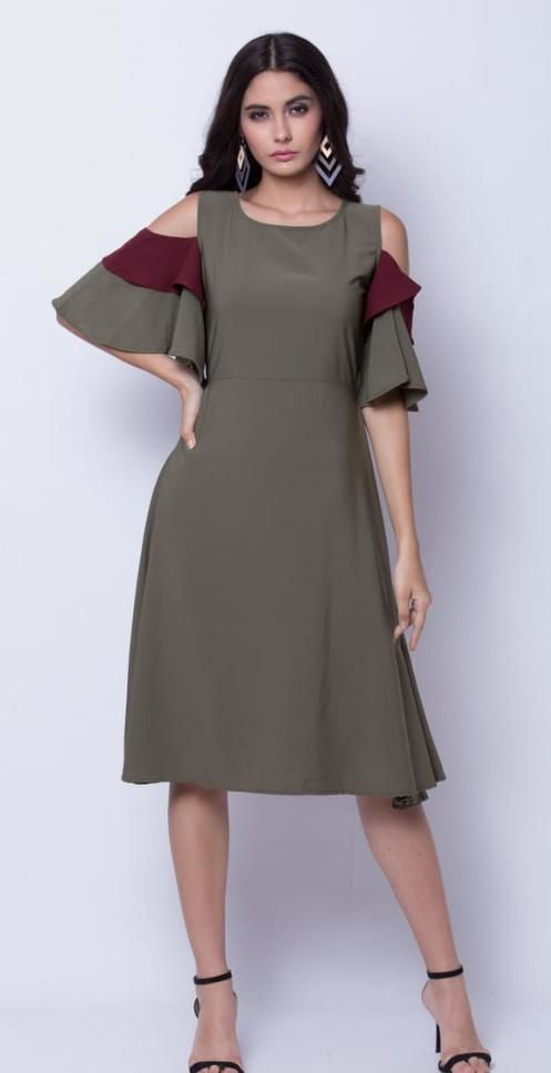 Solid Grey Crepe Dress