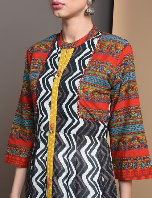 Cotton Printed Multi-coloured Dress