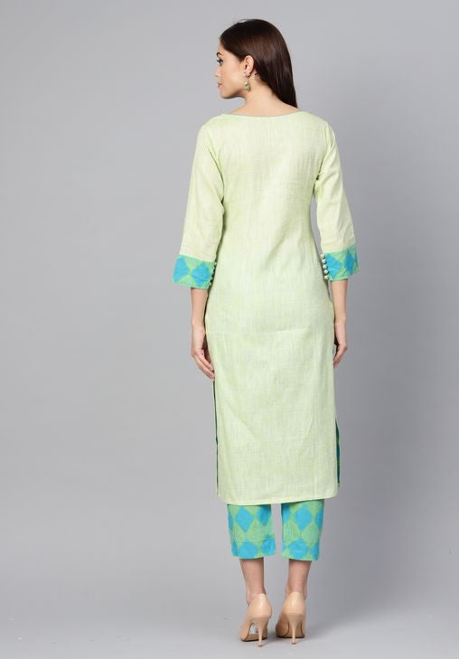 Women's Embroidered Cotton Kurta set with Pants