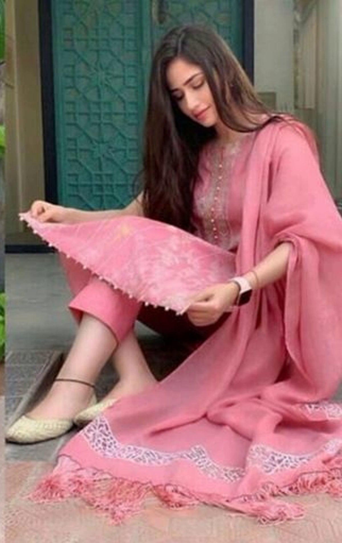 Women's Pink Printed Kurta Set