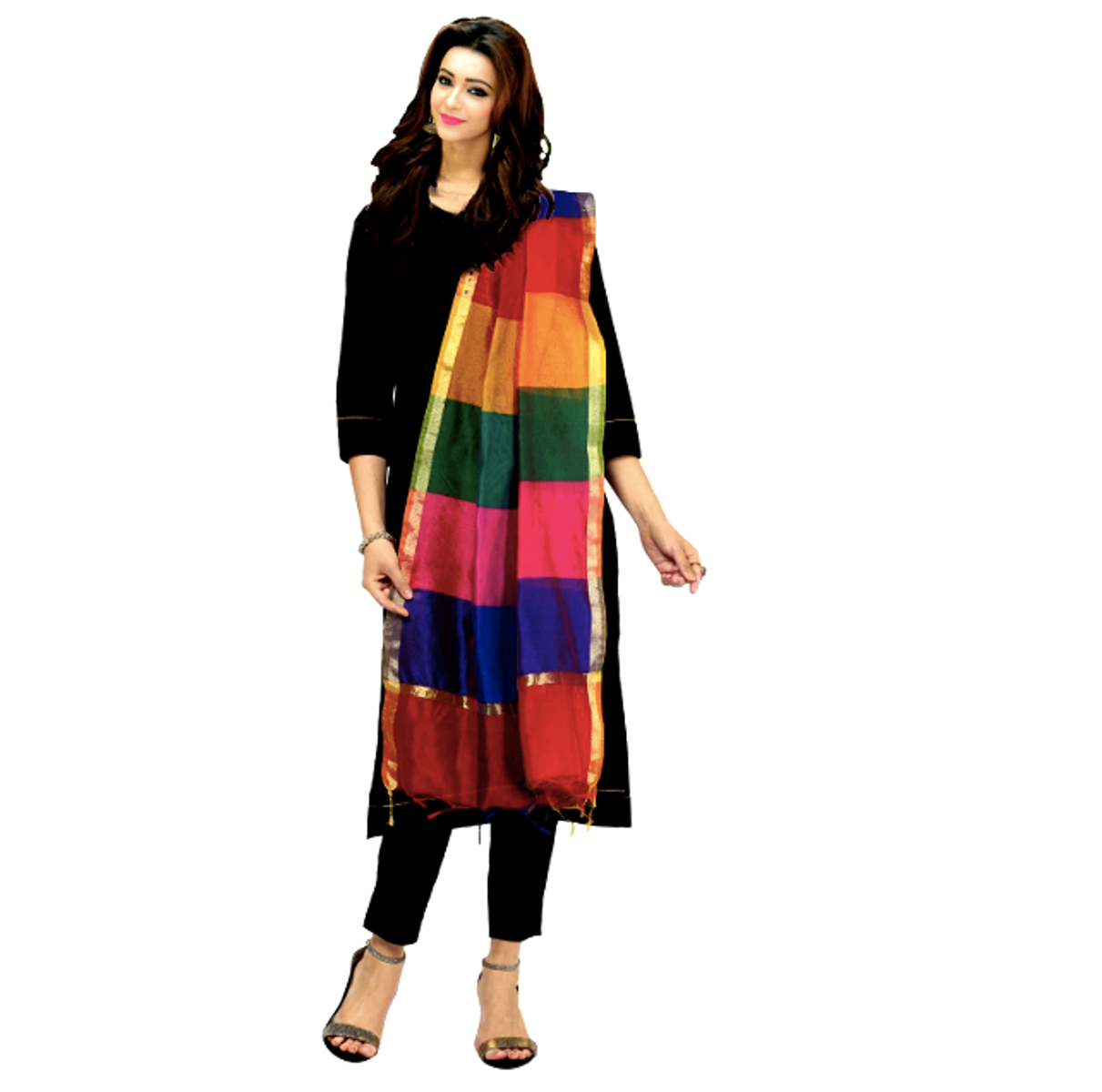 Runjhun Multicolor Designer Organza Dupatta