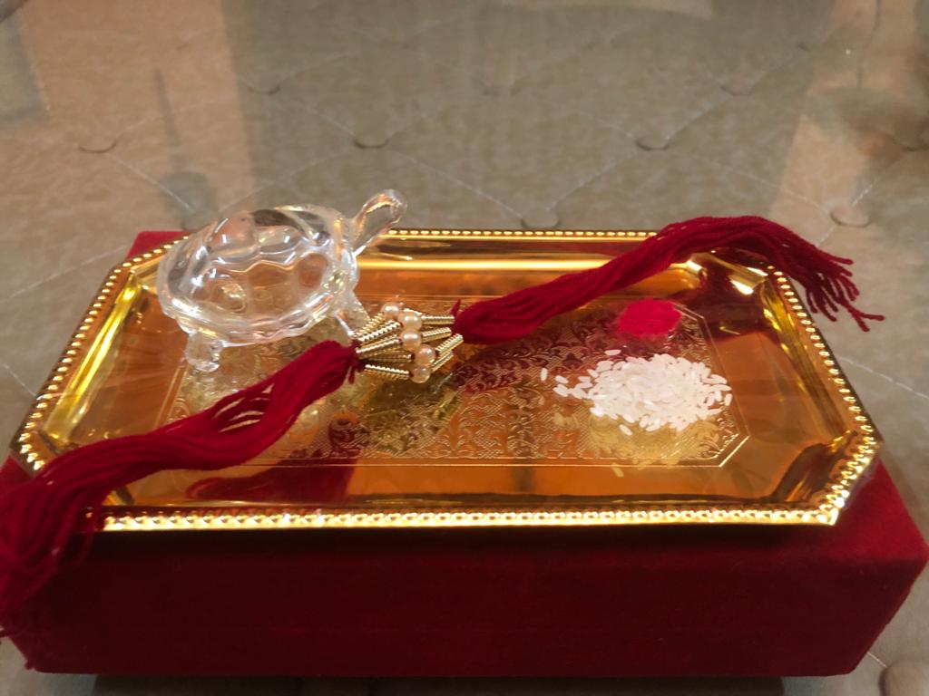 Divine Pearl Rakhi with Beads (Red)