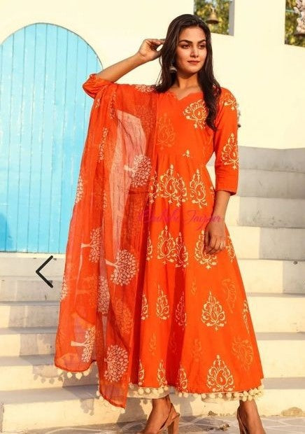 Stylish Cotton Printed Kurta Set