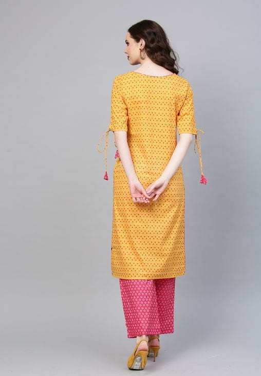 Women's Printed Cotton Kurta Set with Palazzos