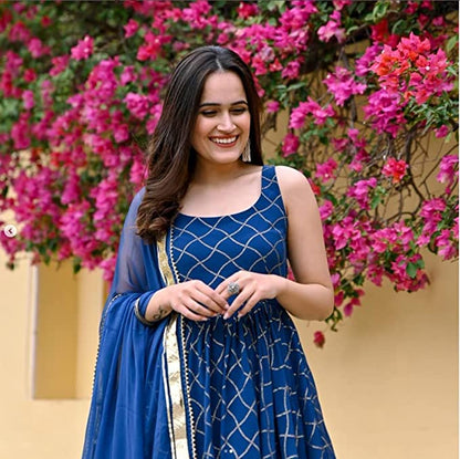 Blue Printed Sharara Set