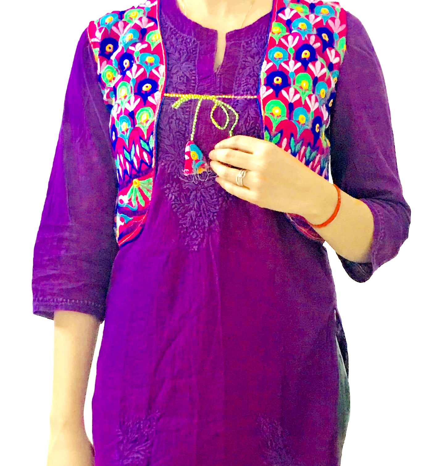 Runjhun Pink Kali Embroidered Koti