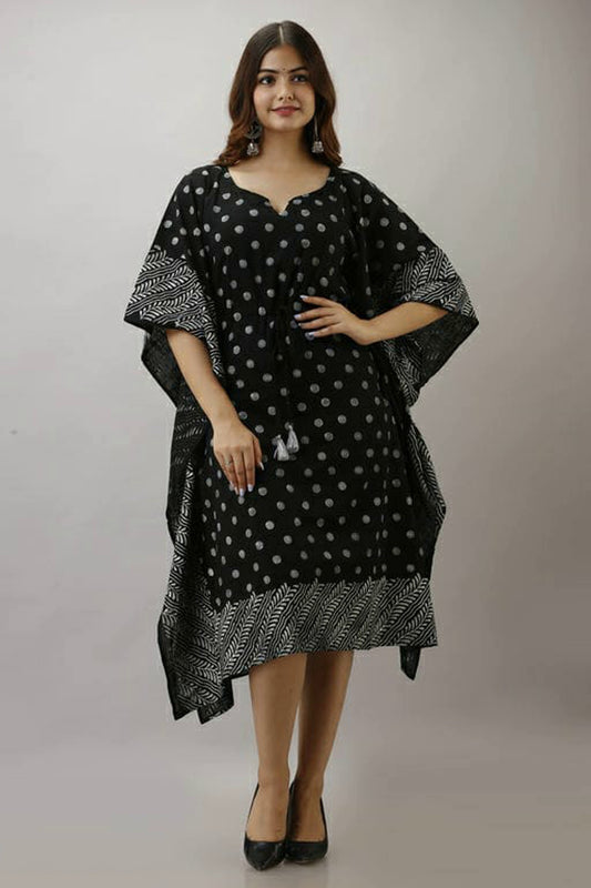 Women's Stylish Block Printed Kaftan Dress