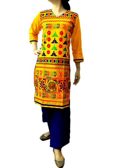 Runjhun Designer Yellow Club Gujarati Kurta