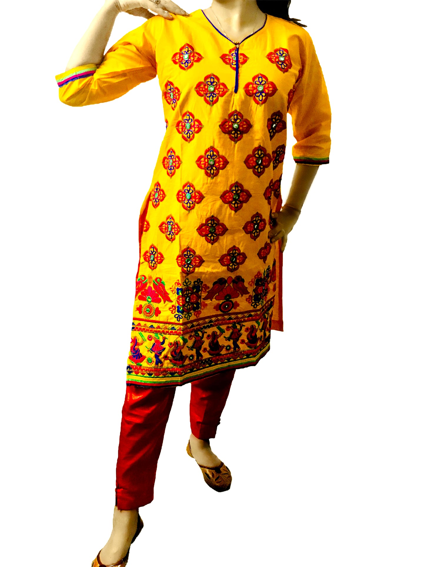 Runjhun Ethnic Designer Yellow Alpana Kurta