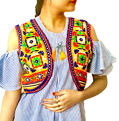 Runjhun Yellow Phulkari Mirror Koti