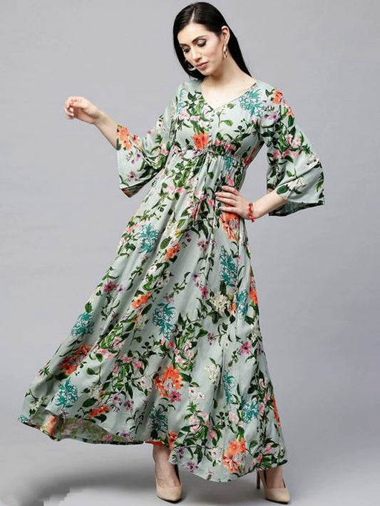 Women's Pretty Floral A Line Maxi Dress