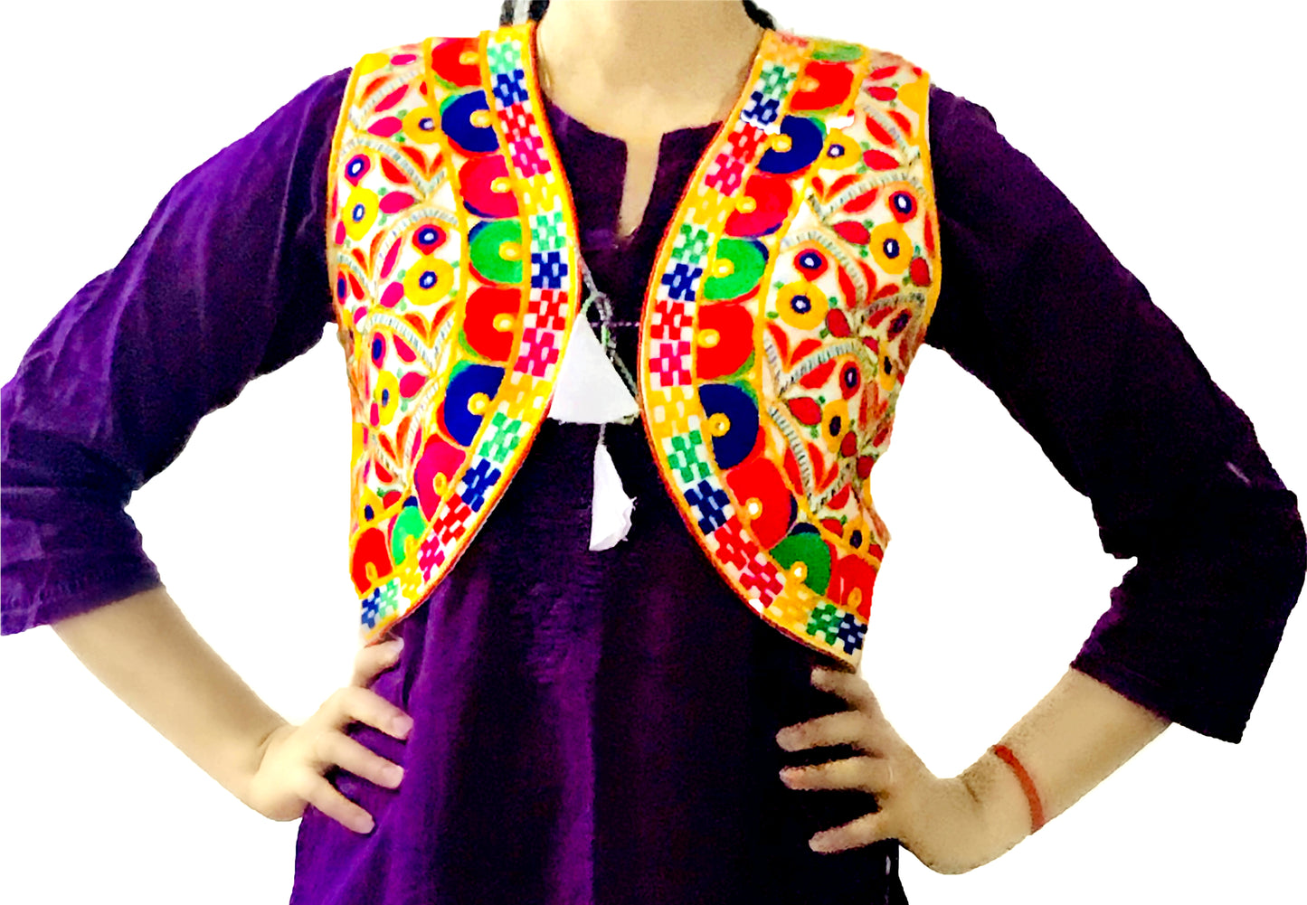 Runjhun White Embroidered Kutch Koti