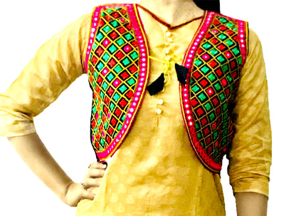Runjhun Ethnic Black Chequered Mirror Koti