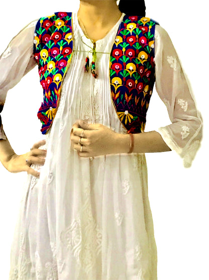 Runjhun Blue Kali Embroidered Koti