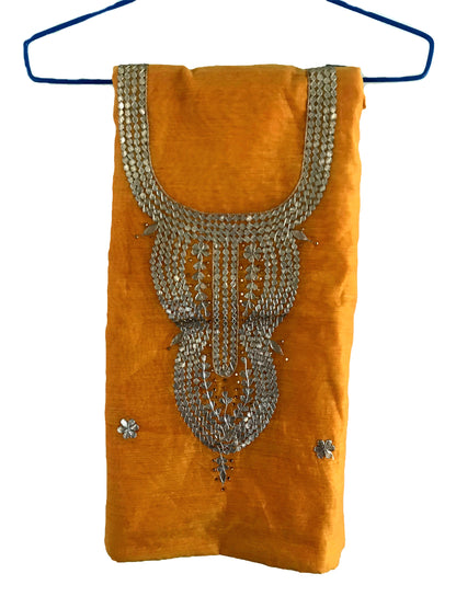 Runjhun Yellow Chanderi Gotta Patti Kurta Length