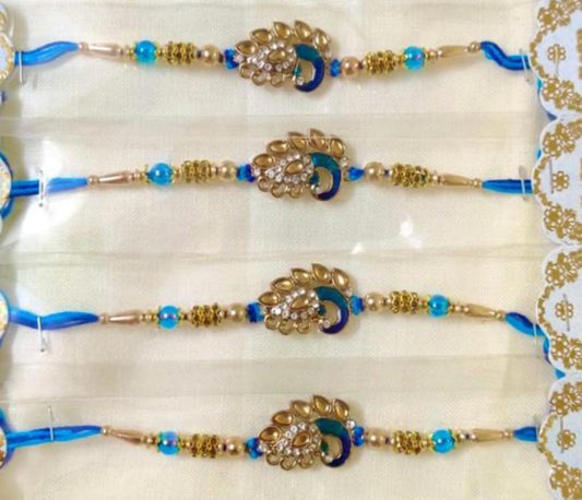 Set of 4 Designer Peacock Rakhis