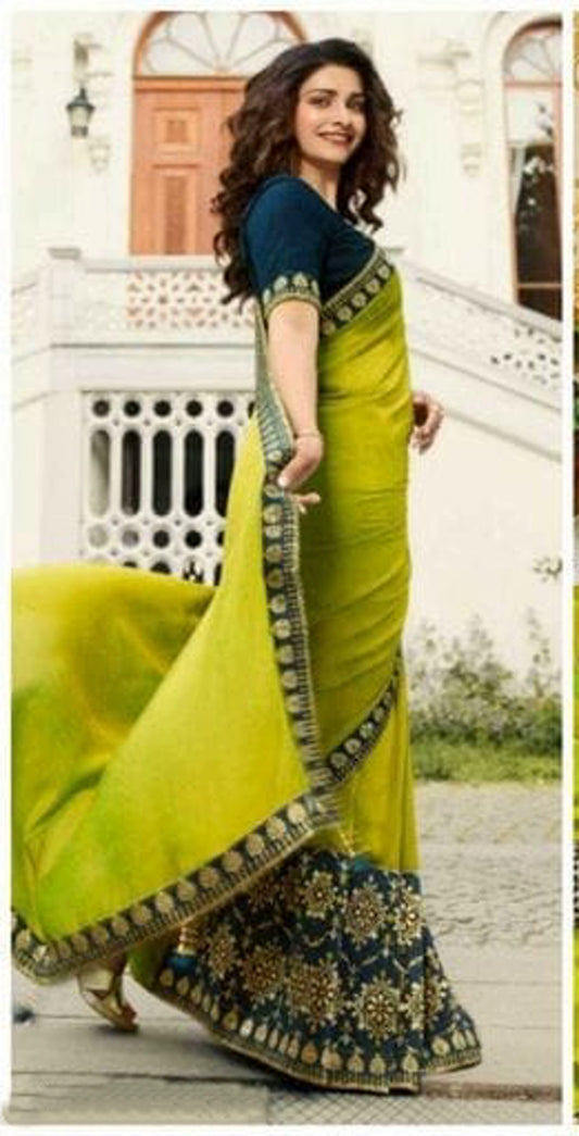 Designer Olive Green Silk Saree