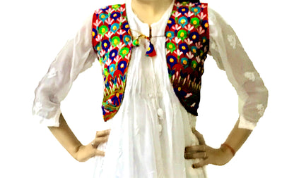 Runjhun Red Kali Embroidered Koti