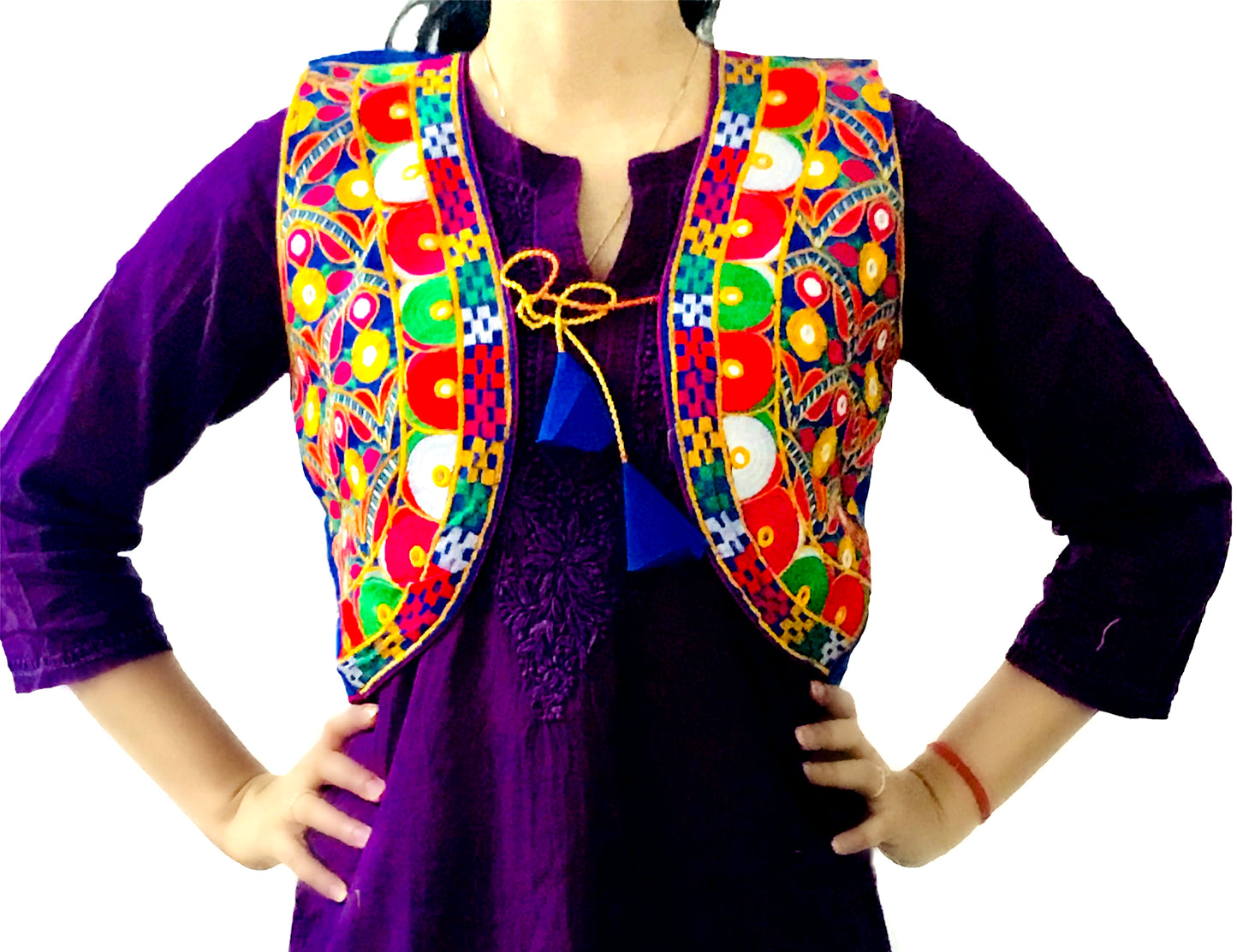 Runjhun Blue Embroidered Kutch Koti